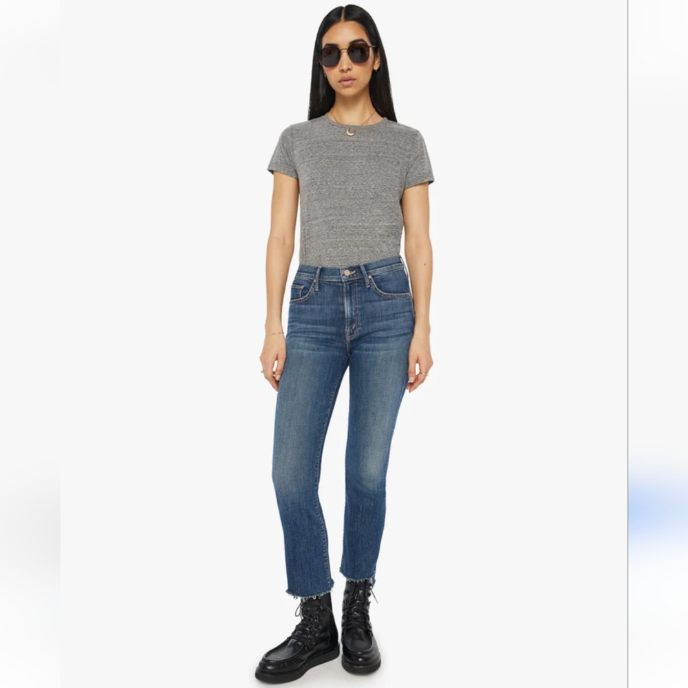 Mother denim jeans insider crop step fray size 27